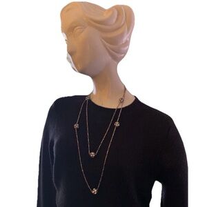 Single Strand Goldtone Necklace Rhinestone Embedded Balls Vintage Jewelry